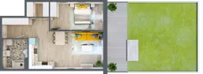 2 pokoje, mieszkanie 52,88 m², piętro 1, oferta nr 1.A4, Panorama 3 Stawy, Katowice, Osiedle Paderewskiego-Muchowiec, Dolina Trzech Stawów, ul. Pułaskiego 23