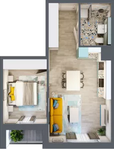 2 pokoje, mieszkanie 42,17 m², piętro 8, oferta nr 8.B76, Panorama 3 Stawy, Katowice, Osiedle Paderewskiego-Muchowiec, Dolina Trzech Stawów, ul. Pułaskiego 23