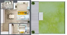 2 pokoje, mieszkanie 56,76 m², piętro 1, oferta nr 1.A3, Panorama 3 Stawy, Katowice, Osiedle Paderewskiego-Muchowiec, Dolina Trzech Stawów, ul. Pułaskiego 23