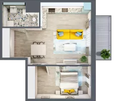 2 pokoje, mieszkanie 46,31 m², piętro 2, oferta nr 2.B13, Panorama 3 Stawy, Katowice, Osiedle Paderewskiego-Muchowiec, Dolina Trzech Stawów, ul. Pułaskiego 23
