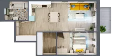 2 pokoje, mieszkanie 55,76 m², piętro 2, oferta nr 2.B21, Panorama 3 Stawy, Katowice, Osiedle Paderewskiego-Muchowiec, Dolina Trzech Stawów, ul. Pułaskiego 23