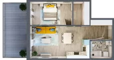 2 pokoje, mieszkanie 50,20 m², piętro 1, oferta nr 1.B8, Panorama 3 Stawy, Katowice, Osiedle Paderewskiego-Muchowiec, Dolina Trzech Stawów, ul. Pułaskiego 23