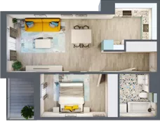 2 pokoje, mieszkanie 50,55 m², piętro 4, oferta nr 4.A22, Panorama 3 Stawy, Katowice, Osiedle Paderewskiego-Muchowiec, Dolina Trzech Stawów, ul. Pułaskiego 23