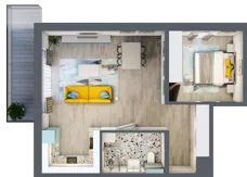 2 pokoje, mieszkanie 53,33 m², piętro 1, oferta nr 1.A1, Panorama 3 Stawy, Katowice, Osiedle Paderewskiego-Muchowiec, Dolina Trzech Stawów, ul. Pułaskiego 23