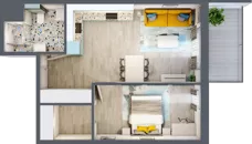 2 pokoje, mieszkanie 47,75 m², piętro 5, oferta nr 5.B54, Panorama 3 Stawy, Katowice, Osiedle Paderewskiego-Muchowiec, Dolina Trzech Stawów, ul. Pułaskiego 23