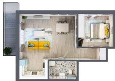2 pokoje, mieszkanie 50,37 m², piętro 3, oferta nr 3.A18, Panorama 3 Stawy, Katowice, Osiedle Paderewskiego-Muchowiec, Dolina Trzech Stawów, ul. Pułaskiego 23