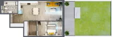 2 pokoje, mieszkanie 55,97 m², piętro 1, oferta nr 1.B10, Panorama 3 Stawy, Katowice, Osiedle Paderewskiego-Muchowiec, Dolina Trzech Stawów, ul. Pułaskiego 23