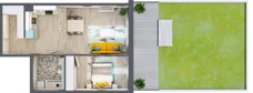 2 pokoje, mieszkanie 51,71 m², piętro 1, oferta nr 1.B1, Panorama 3 Stawy, Katowice, Osiedle Paderewskiego-Muchowiec, Dolina Trzech Stawów, ul. Pułaskiego 23