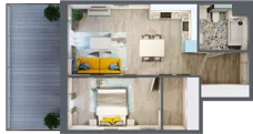 2 pokoje, mieszkanie 49,81 m², piętro 1, oferta nr 1.B9, Panorama 3 Stawy, Katowice, Osiedle Paderewskiego-Muchowiec, Dolina Trzech Stawów, ul. Pułaskiego 23