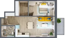 2 pokoje, mieszkanie 51,57 m², piętro 2, oferta nr 2.B22, Panorama 3 Stawy, Katowice, Osiedle Paderewskiego-Muchowiec, Dolina Trzech Stawów, ul. Pułaskiego 23