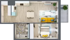 2 pokoje, mieszkanie 51,27 m², piętro 3, oferta nr 3.B23, Panorama 3 Stawy, Katowice, Osiedle Paderewskiego-Muchowiec, Dolina Trzech Stawów, ul. Pułaskiego 23