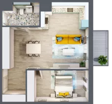 2 pokoje, mieszkanie 56,62 m², piętro 3, oferta nr 3.A14, Panorama 3 Stawy, Katowice, Osiedle Paderewskiego-Muchowiec, Dolina Trzech Stawów, ul. Pułaskiego 23