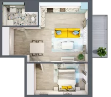 2 pokoje, mieszkanie 46,65 m², piętro 5, oferta nr 5.B46, Panorama 3 Stawy, Katowice, Osiedle Paderewskiego-Muchowiec, Dolina Trzech Stawów, ul. Pułaskiego 23