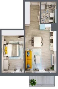 2 pokoje, mieszkanie 45,35 m², piętro 3, oferta nr 3.B26, Panorama 3 Stawy, Katowice, Osiedle Paderewskiego-Muchowiec, Dolina Trzech Stawów, ul. Pułaskiego 23