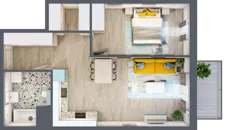 2 pokoje, mieszkanie 52,53 m², piętro 2, oferta nr 2.A9, Panorama 3 Stawy, Katowice, Osiedle Paderewskiego-Muchowiec, Dolina Trzech Stawów, ul. Pułaskiego 23
