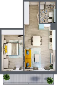 2 pokoje, mieszkanie 44,95 m², piętro 2, oferta nr 2.B15, Panorama 3 Stawy, Katowice, Osiedle Paderewskiego-Muchowiec, Dolina Trzech Stawów, ul. Pułaskiego 23
