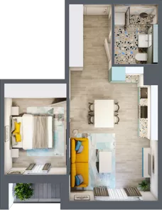 2 pokoje, mieszkanie 42,08 m², piętro 7, oferta nr 7.B70, Panorama 3 Stawy, Katowice, Osiedle Paderewskiego-Muchowiec, Dolina Trzech Stawów, ul. Pułaskiego 23
