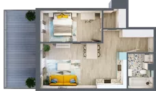 2 pokoje, mieszkanie 51,13 m², piętro 1, oferta nr 1.A5, Panorama 3 Stawy, Katowice, Osiedle Paderewskiego-Muchowiec, Dolina Trzech Stawów, ul. Pułaskiego 23