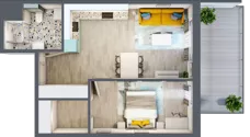 2 pokoje, mieszkanie 47,82 m², piętro 4, oferta nr 4.B43, Panorama 3 Stawy, Katowice, Osiedle Paderewskiego-Muchowiec, Dolina Trzech Stawów, ul. Pułaskiego 23