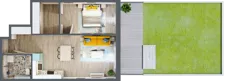 2 pokoje, mieszkanie 51,56 m², piętro 1, oferta nr 1.B11, Panorama 3 Stawy, Katowice, Osiedle Paderewskiego-Muchowiec, Dolina Trzech Stawów, ul. Pułaskiego 23