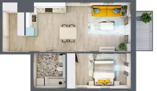 2 pokoje, mieszkanie 51,11 m², piętro 2, oferta nr 2.B12, Panorama 3 Stawy, Katowice, Osiedle Paderewskiego-Muchowiec, Dolina Trzech Stawów, ul. Pułaskiego 23