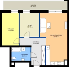 3 pokoje, mieszkanie 77,23 m², piętro 4, oferta nr F42, Osiedle Dębowy Park, Siemianowice Śląskie, Bytków, ul. Oświęcimska 7a