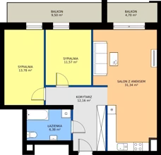 3 pokoje, mieszkanie 77,49 m², piętro 4, oferta nr G42, Osiedle Dębowy Park, Siemianowice Śląskie, Bytków, ul. Oświęcimska 7a