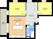 3 pokoje, mieszkanie 56,26 m², piętro 1, oferta nr I6, Osiedle Dębowy Park, Siemianowice Śląskie, Bytków, ul. Oświęcimska 7a