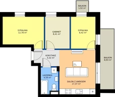 4 pokoje, mieszkanie 55,89 m², piętro 2, oferta nr J11, Osiedle Dębowy Park, Siemianowice Śląskie, Bytków, ul. Oświęcimska 7a