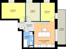 4 pokoje, mieszkanie 55,83 m², piętro 1, oferta nr J6, Osiedle Dębowy Park, Siemianowice Śląskie, Bytków, ul. Oświęcimska 7a