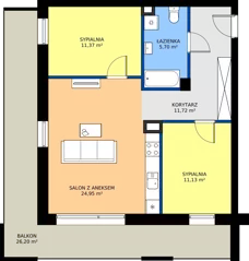 3 pokoje, mieszkanie 63,87 m², piętro 1, oferta nr J9, Osiedle Dębowy Park, Siemianowice Śląskie, Bytków, ul. Oświęcimska 7a