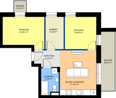 4 pokoje, mieszkanie 55,91 m², piętro 3, oferta nr J17, Osiedle Dębowy Park, Siemianowice Śląskie, Bytków, ul. Oświęcimska 7a