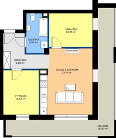 3 pokoje, mieszkanie 60,29 m², piętro 1, oferta nr J7, Osiedle Dębowy Park, Siemianowice Śląskie, Bytków, ul. Oświęcimska 7a