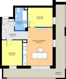 3 pokoje, mieszkanie 59,83 m², piętro 3, oferta nr J18, Osiedle Dębowy Park, Siemianowice Śląskie, Bytków, ul. Oświęcimska 7a