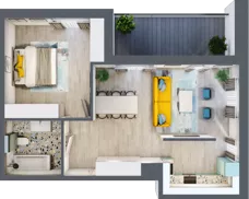 2 pokoje, mieszkanie 57,44 m², piętro 1, oferta nr D.1.5, Osiedle Nowa Dąbrowa, Dąbrowa Górnicza, Gołonóg, ul. Graniczna 14