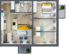4 pokoje, mieszkanie 70,69 m², piętro 2, oferta nr E.2.4, Osiedle Nowa Dąbrowa, Dąbrowa Górnicza, Gołonóg, ul. Graniczna 14