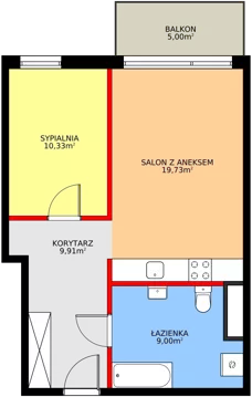 2 pokoje, mieszkanie 48,97 m², parter, oferta nr 1 wykończone, Osiedle Gwiezdna, Sosnowiec, Zagórze, ul. Gwiezdna 18E