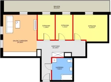 4 pokoje, mieszkanie 78,90 m², piętro 3, oferta nr B24, Osiedle Gwiezdna, Sosnowiec, Zagórze, ul. Gwiezdna 18E