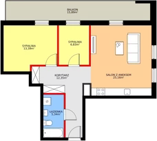 3 pokoje, mieszkanie 63,07 m², piętro 5, oferta nr B31, Osiedle Gwiezdna, Sosnowiec, Zagórze, ul. Gwiezdna 18E