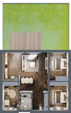 4 pokoje, mieszkanie 90,74 m², parter, oferta nr LM5a, Letnia Przystań, Dąbrowa Górnicza, Marianki, ul. Letnia