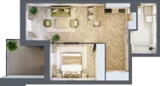 2 pokoje, apartament 44,71 m², parter, oferta nr M22, Apartamenty Przystań, Olecko, ul. Kościuszki