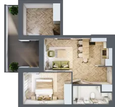 2 pokoje, apartament 45,41 m², piętro 1, oferta nr M33, Apartamenty Przystań, Olecko, ul. Kościuszki