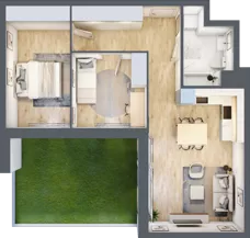 3 pokoje, mieszkanie 59,20 m², parter, oferta nr A.2, Parkove Love, Łódź, Bałuty, ul. Górnicza 12/14 