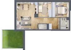 3 pokoje, mieszkanie 59,57 m², parter, oferta nr A.8, Parkove Love, Łódź, Bałuty, ul. Górnicza 12/14 