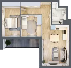 3 pokoje, mieszkanie 59,20 m², piętro 4, oferta nr A.38, Parkove Love, Łódź, Bałuty, ul. Górnicza 12/14 