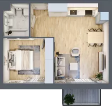 2 pokoje, mieszkanie 42,27 m², piętro 1, oferta nr B.41, Parkove Love, Łódź, Bałuty, ul. Górnicza 12/14 
