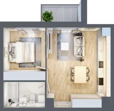 2 pokoje, mieszkanie 40,03 m², piętro 1, oferta nr B.43, Parkove Love, Łódź, Bałuty, ul. Górnicza 12/14 