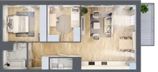 3 pokoje, mieszkanie 64,05 m², piętro 1, oferta nr B.47, Parkove Love, Łódź, Bałuty, ul. Górnicza 12/14 