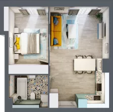 2 pokoje, mieszkanie 46,93 m², piętro 1, oferta nr E.13, Och!Widzew, Łódź, Widzew, ul. Przybyszewskiego 292-300