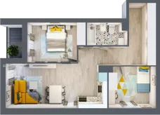 3 pokoje, mieszkanie 57,43 m², piętro 1, oferta nr F/M4, Stara Cegielnia etap II, Mielec, ul. Wojsławska 1
